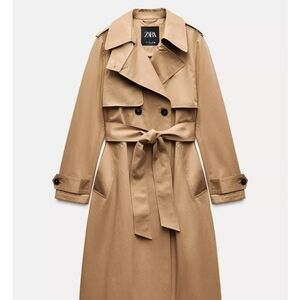Zara Women's Water Repellent Trench Coat - Toffee - Small